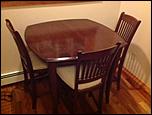Bar height square dining table with leaf &amp; 4 chairs-table-3-jpg